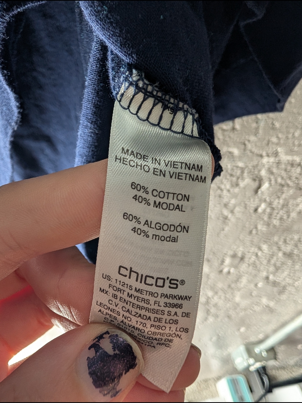 Chico’s Navy Ruffle Sleeve Modal Blend Top - Picture 5 of 6